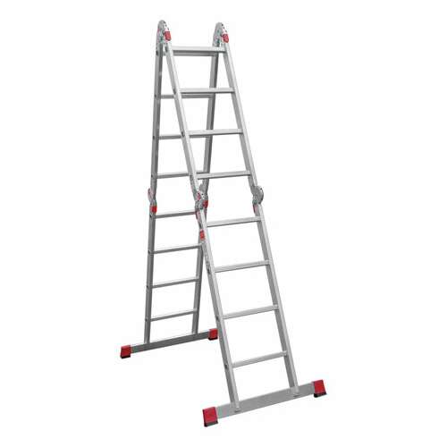  Лестница-трансформер алюминиевая 4х4 ступени, высота 4,5 м (4 секции по 1,2 м) до 150 кг, вес 16,5 кг, новая высота, 3320404 | Лестницы и стремянки