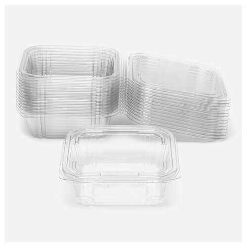  Одноразовый контейнер квадратный 750 мл с крышкой юп-рксп, комплект 300 шт., прозрачный пэт, юупм6014 | Контейнеры одноразовые
