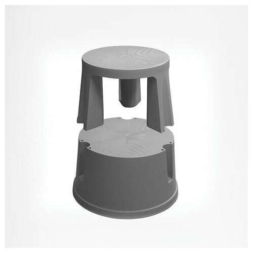  Стремянка-табурет передвижная, 2 ступени, на колесах (под нагрузкой статична), 43 см, пластик, до 150 кг, 640104 | Лестницы и стремянки