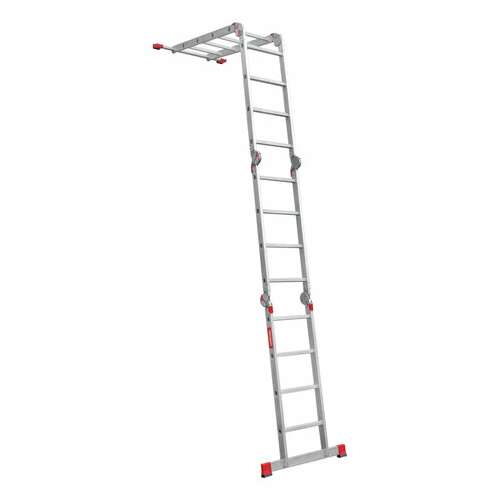  Лестница-трансформер алюминиевая 4х4 ступени, высота 4,5 м (4 секции по 1,2 м) до 150 кг, вес 16,5 кг, новая высота, 3320404 | Лестницы и стремянки