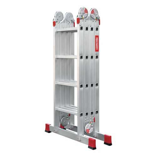  Лестница-трансформер алюминиевая 4х4 ступени, высота 4,5 м (4 секции по 1,2 м) до 150 кг, вес 16,5 кг, новая высота, 3320404 | Лестницы и стремянки