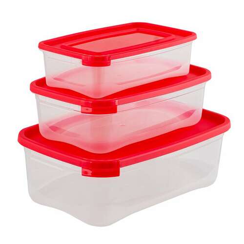  Контейнер пищевой комплект 3 шт.: 0,7 л, 1,2 л, 2,2 л, ланч-бокс, каскад, прозрачный, 59003, 435900365 | Контейнеры для хранения и свч