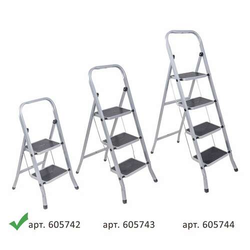 Стремянка стальная класс плюс, 2 широкие ступени 20х30 см, верхняя площадка 45 см, до 120 кг, 123302  Стремянка стальная класс плюс, 2 широкие ступени 20х30 см, верхняя площадка 45 см, до 120 кг, 123302 | Лестницы и стремянки