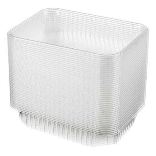  Одноразовый контейнер 500 мл, комплект 100 шт., без крышки, 186х132 мм, прозрачные, пп, юпласт, юупм3319 | Контейнеры одноразовые