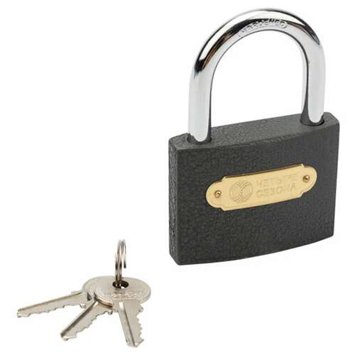  Замок навесной, ширина 75 мм, чугун, дужка d-9,5 мм, английский, 3 ключа, в блистере, 79-0007 | Замки навесные