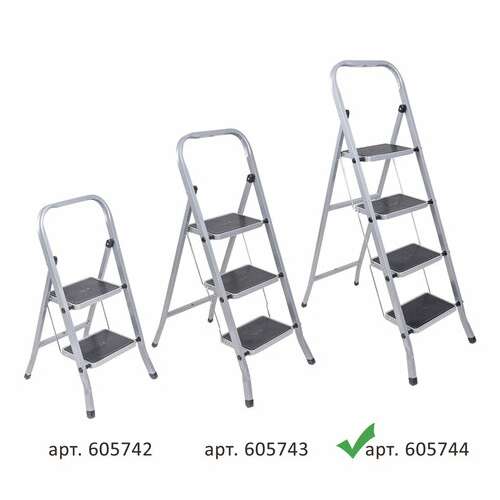 Стремянка стальная класс плюс, 4 широкие ступени 20х30 см, верхняя площадка 91 см, до 120 кг, 123304  Стремянка стальная класс плюс, 4 широкие ступени 20х30 см, верхняя площадка 91 см, до 120 кг, 123304 | Лестницы и стремянки