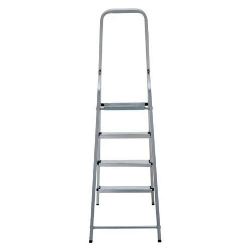 Стремянка алюминиевая 4 ступени, высота площадки 0,82м, дуга безопасности 0,6м, площадка 26х26см, до 150кг, вес 3,5кг, новая высота, 1110104 | Лестницы и стремянки