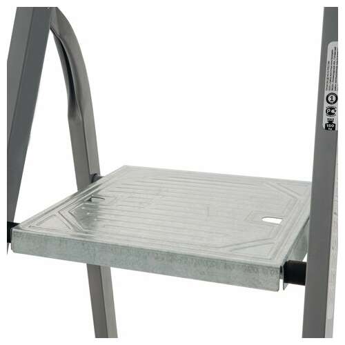  Стремянка сталь / алюминий 6 ступени, высота площадки 1,25м, дуга 0,6м, площадка 26х26см, нагрузка 150кг, вес 7кг новая высота, 1130106 | Лестницы и стремянки