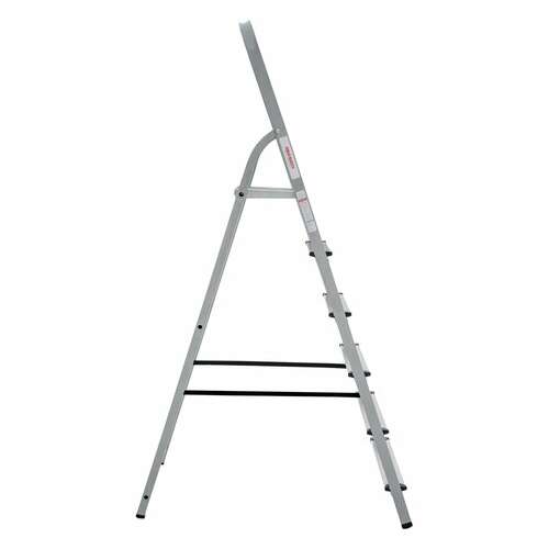  Стремянка сталь / алюминий 6 ступени, высота площадки 1,25м, дуга 0,6м, площадка 26х26см, нагрузка 150кг, вес 7кг новая высота, 1130106 | Лестницы и стремянки