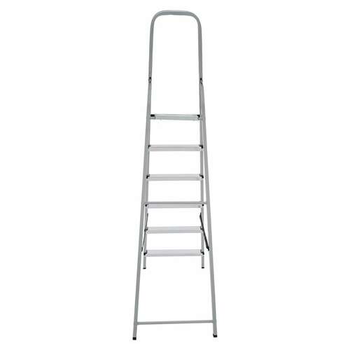  Стремянка сталь / алюминий 6 ступени, высота площадки 1,25м, дуга 0,6м, площадка 26х26см, нагрузка 150кг, вес 7кг новая высота, 1130106 | Лестницы и стремянки