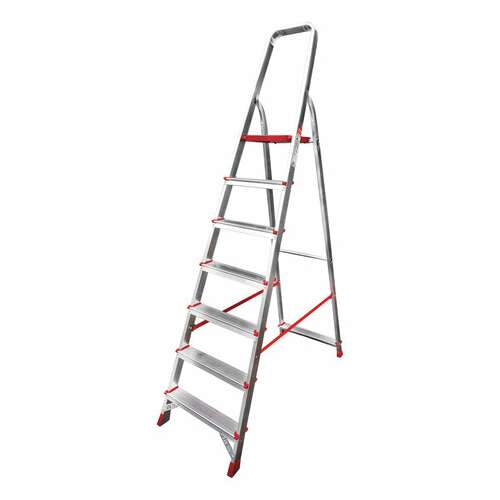  Стремянка алюминиевая 7 стандартных ступеней 9 см, площадка 1,5 м, нагрузка 225 кг, вес 7 кг, новая высота, 3110107 | Лестницы и стремянки
