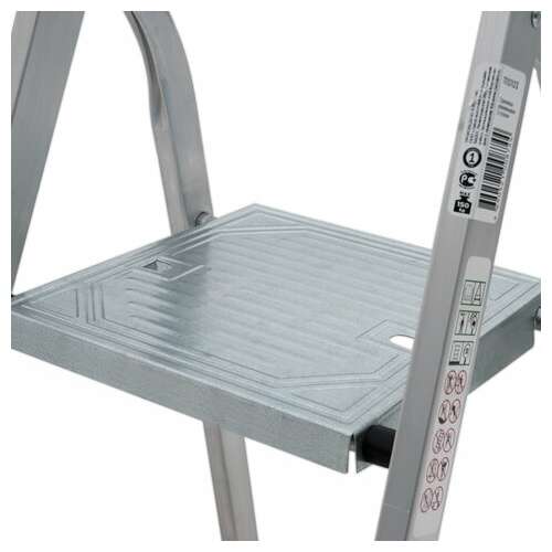  Стремянка алюминиевая 4 ступени, высота площадки 0,82м, дуга безопасности 0,6м, площадка 26х26см, до 150кг, вес 3,5кг, новая высота, 1110104 | Лестницы и стремянки