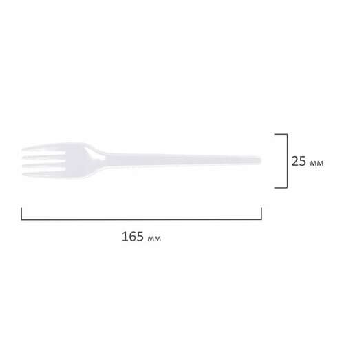  Вилка одноразовая пластиковая 165 мм, белая, комплект 100 шт., бюджет, laima, 600949 | Вилки одноразовые