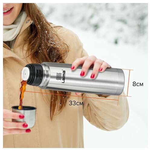  Термос laima классический с узким горлом, 1 л, нержавеющая сталь, 601414 | Термосы