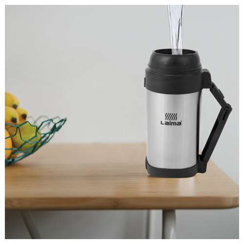  Термос laima классический с узким горлом, 1,2 л, нержавеющая сталь, пластиковая ручка, 605125 | Термосы