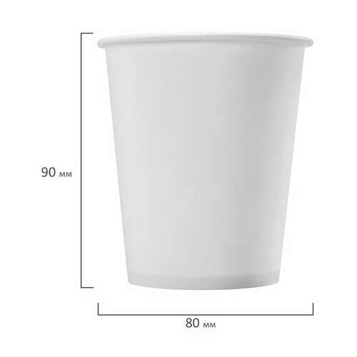Стакан одноразовый бумажный 250/273 мл, d 80 мм, комплект 50 шт., однослойные, белые, холодное/горячее, офисмаг стандарт, 608809  Стакан одноразовый бумажный 250/273 мл, d 80 мм, комплект 50 шт., однослойные, белые, холодное/горячее, офисмаг стандарт, 608809 | Стаканы и чашки одноразовые