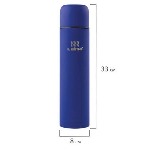  Термос laima классический с узким горлом, 1 л, нержавеющая сталь, синий, 605124 | Термосы