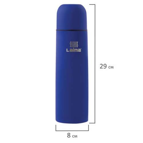  Термос laima классический с узким горлом, 0,75 л, нержавеющая сталь, синий, 605123 | Термосы