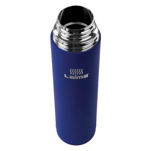  Термос laima классический с узким горлом, 1 л, нержавеющая сталь, синий, 605124 | Термосы