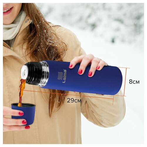  Термос laima классический с узким горлом, 0,75 л, нержавеющая сталь, синий, 605123 | Термосы