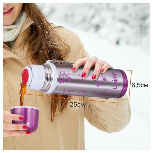  Термос laima с узким горлом, 0,5 л, нержавеющая сталь, с рисунком, 601410 | Термосы