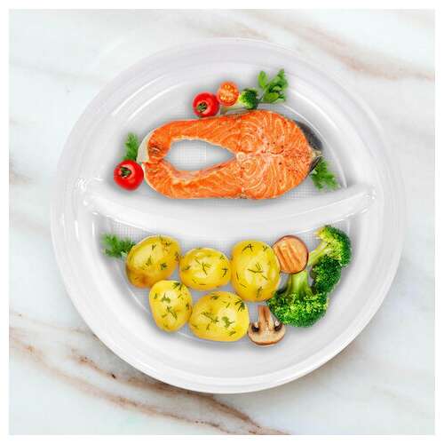  Одноразовые тарелки 2-х секционные комплект 100 шт. 220 мм, белые, пп, холодное/горячее, laima стандарт, 608768 | Тарелки одноразовые