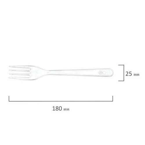  Вилка одноразовая пластиковая 180 мм, прозрачная, комплект 48/50 шт., кристалл, laima, 602653 | Вилки одноразовые