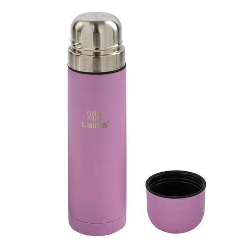  Термос laima классический с узким горлом (2 чашки) 0,5 л, нержавеющая сталь, розовый, 605120 | Термосы