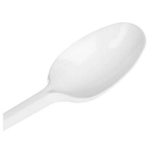  Ложка столовая одноразовая пластиковая 165 мм, белая, комплект 100 шт., стандарт, laima, 603079 | Ложки и размешиватели одноразовые