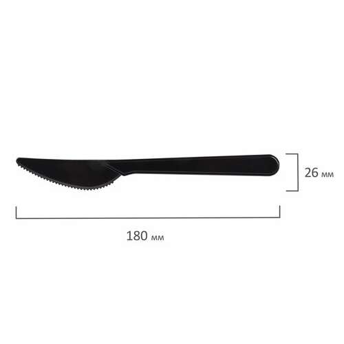 Нож одноразовый пластиковый 180 мм, черный, комплект 50 шт., эталон, белый аист, 607841  Нож одноразовый пластиковый 180 мм, черный, комплект 50 шт., эталон, белый аист, 607841 | Ножи одноразовые