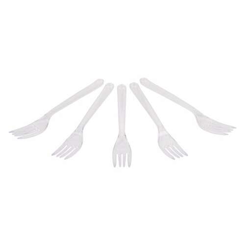  Вилка одноразовая пластиковая 180 мм, прозрачная, комплект 50 шт., эталон, welday, 607839 | Вилки одноразовые