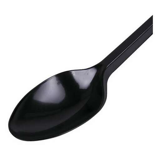  Ложка столовая одноразовая пластиковая 165 мм, черная, комплект 100 шт., стандарт, laima, 607833 | Ложки и размешиватели одноразовые