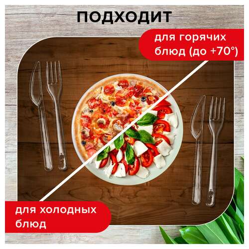  Нож одноразовый пластиковый 180 мм, прозрачный, комплект 48/50 шт., кристалл, laima, 602655 | Ножи одноразовые