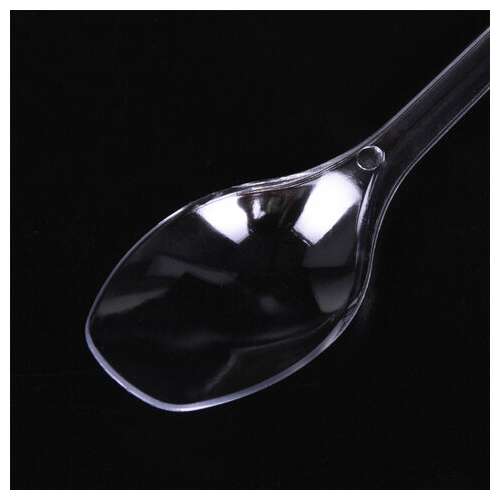  Ложка чайная одноразовая пластиковая 125 мм, прозрачная, комплект 100 шт., эталон, welday, 607831 | Ложки и размешиватели одноразовые