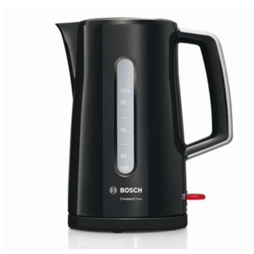  Чайник bosch twk3a013, 1,7 л, 2400 вт, закрытый нагревательный элемент, пластик, черный | Чайники