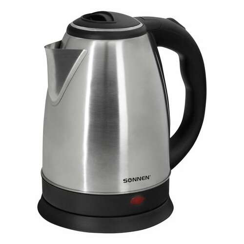  Чайник sonnen kt-115, 1,5 л, 1500 вт, закрытый нагревательный элемент, нержавеющая сталь, серебристый, 452925 | Чайники