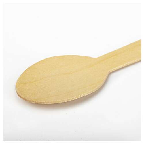  Ложка одноразовая деревянная 160 мм, комплект 100 шт., белый аист, 607573, 61 | Ложки и размешиватели одноразовые