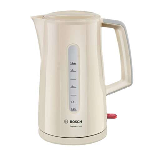  Чайник bosch twk3a017, 1,7 л, 2400 вт, закрытый нагревательный элемент, пластик, бежевый | Чайники