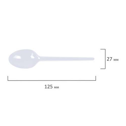  Ложка чайная одноразовая пластиковая 125 мм, белая, комплект 100 шт., стандарт, laima, 603081 | Ложки и размешиватели одноразовые