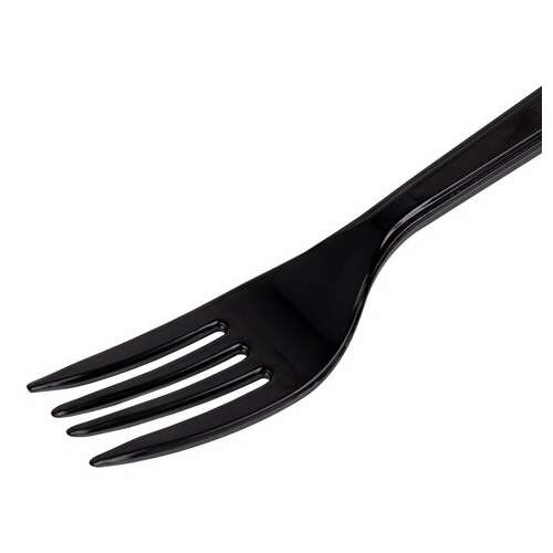  Вилка одноразовая пластиковая 180 мм, черная, комплект 50 шт., эталон, welday, 607838 | Вилки одноразовые