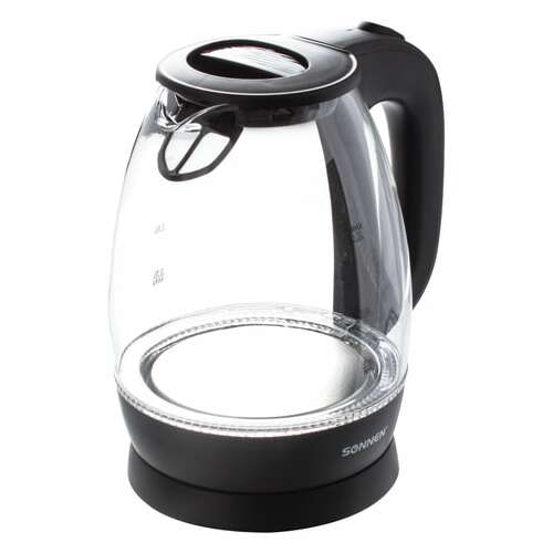  Чайник sonnen kt-1786, 1,7 л, 2200 вт, закрытый нагревательный элемент, стекло, 453422 | Чайники