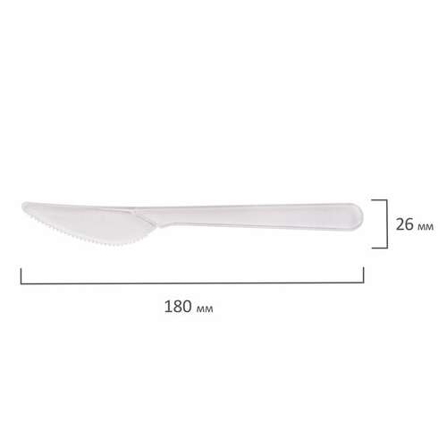  Нож одноразовый пластиковый 180 мм, прозрачный, комплект 50 шт., эталон, белый аист, 607843 | Ножи одноразовые