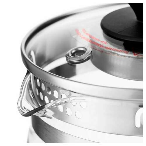  Чайник kitfort кт-6119, 1,7 л, 2200 вт, закрытый нагревательный элемент, терморегулятор, заварник, стекло, серебро | Чайники