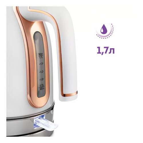  Чайник kitfort кт-6102-3, 1,7 л, 2150 вт, закрытый нагревательный элемент, термометр, сталь, белый | Чайники