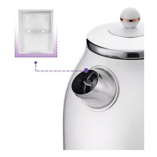  Чайник kitfort кт-6102-3, 1,7 л, 2150 вт, закрытый нагревательный элемент, термометр, сталь, белый | Чайники