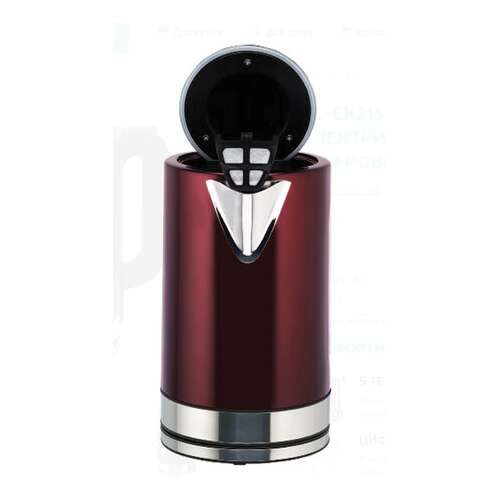  Чайник scarlett sc-ek21s78, 1,7 л, 2200 вт, закрытый нагревательный элемент, терморегулятор, сталь, бордовый | Чайники