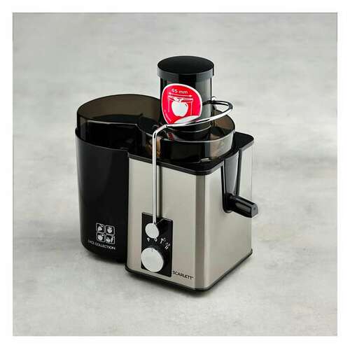  Соковыжималка scarlett sc-je50s53, 1000 вт, стакан 0,6 л, емкость жмыха 1 л, пластик, сталь/черный | Соковыжималки