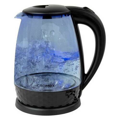  Чайник электрический cromex kt-308, 1,8 л, 1500 вт, стекло, черный, 455150 | Чайники