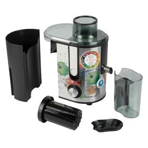  Соковыжималка polaris pea 0829 fruit fusion, 800 вт, стакан 0,35 л, емкость жмыха 1 л, пластик, сталь/черный, 15935 | Соковыжималки