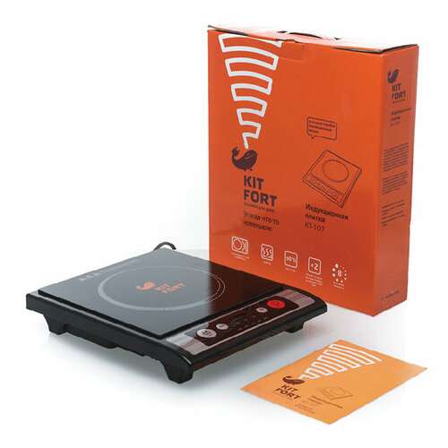  Плитка электрическая индукционная kitfort kt-107, 1800 вт, 1 конфорка, 8 режимов, кнопочное управление, черная | Портативные бытовые плиты